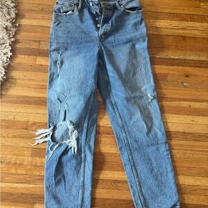 Abercrombie & Fitch Blue Straight Leg Distressed Denim